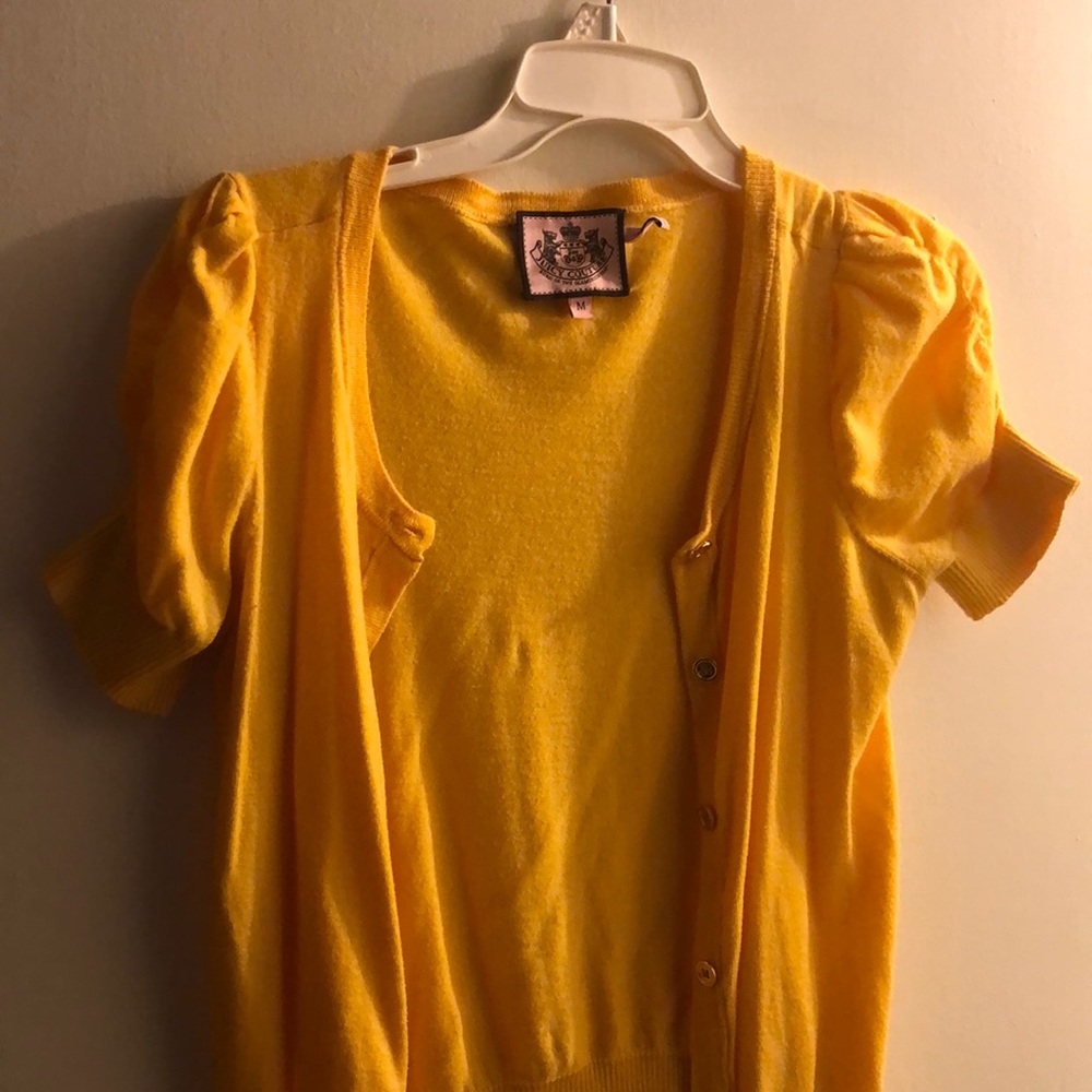 Juicy couture fall yellow short sleeve cardigan size medium